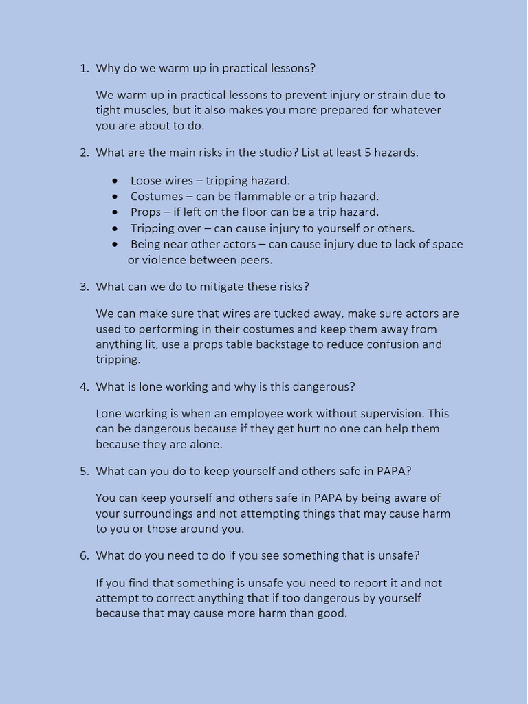 Lesson One Risk Assesment Pdf Risk Hazards