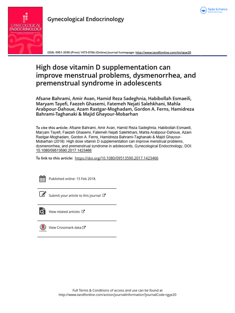 High Dose Vitamin D Supplementation Can Improve Menstrual Problems