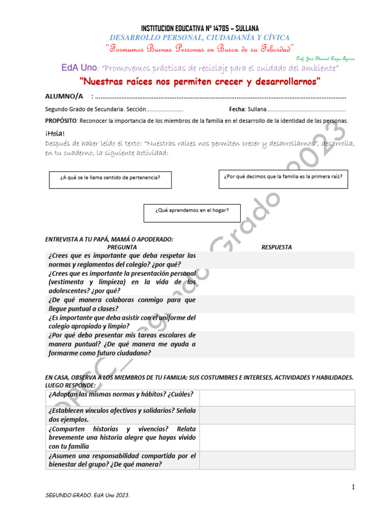 Nuestras Raíces y Desarrollo Personal | PDF