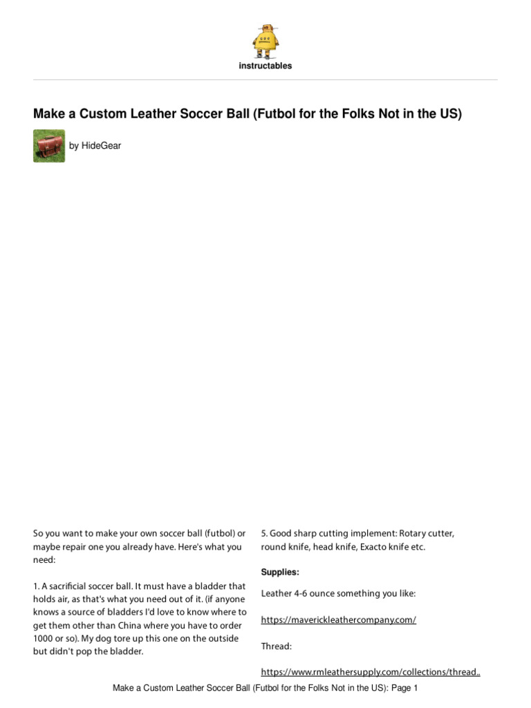 Make A Custom Leather Soccer Ball Football For The | PDF