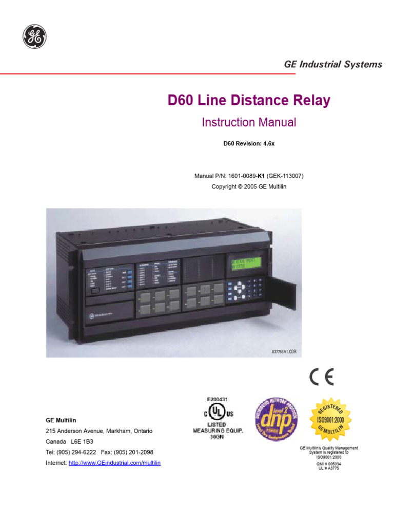 D60 Line Distance Relay: Instruction Manual | PDF | User Interface | Relay