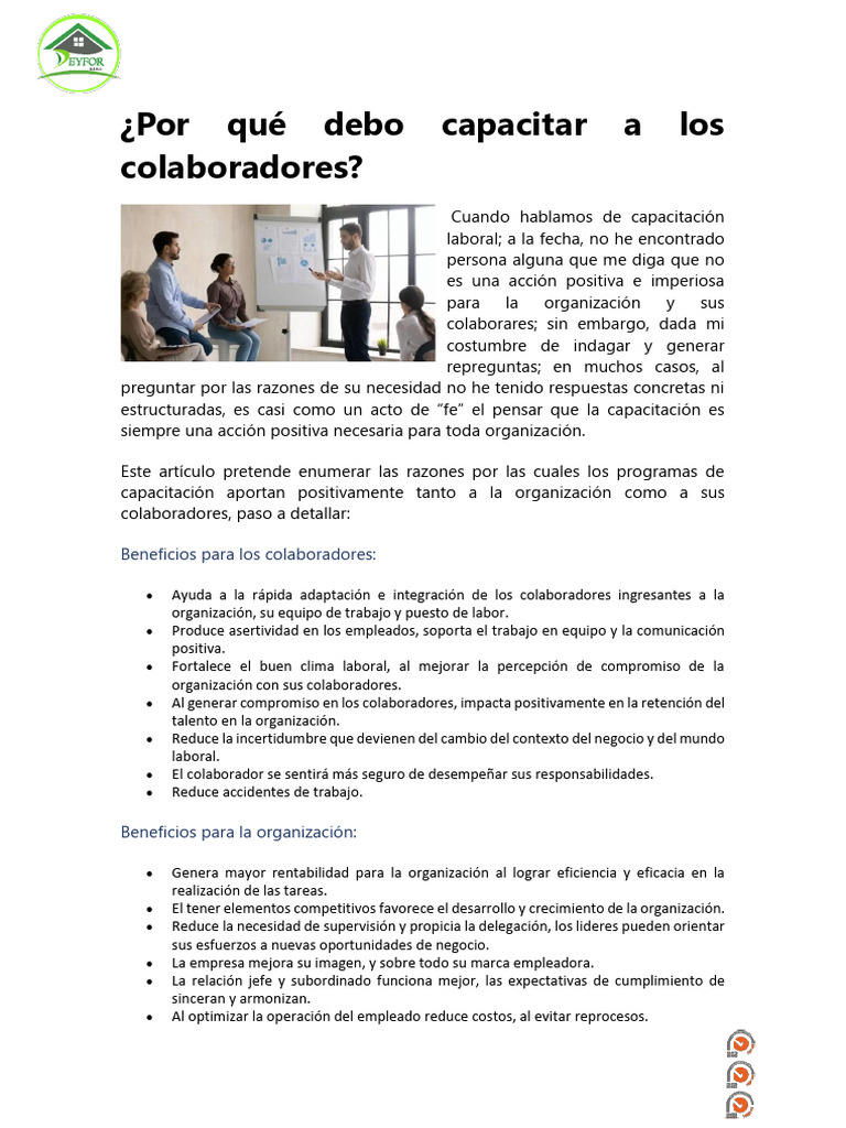 Por Qué Debo Capacitar A Los Colaboradores | PDF | Gestión de recursos ...