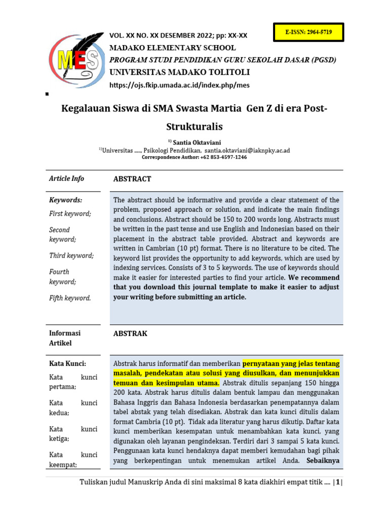 Contoh-Template Pembuatan Makalah-Jurnal 2k23 | PDF