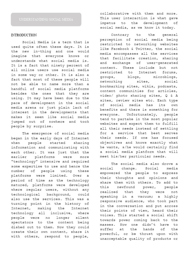Understanding Social Media Evolution | PDF | Popular Culture & Media ...