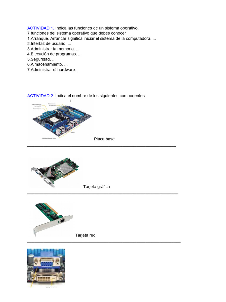 Actividades 1. Ut1. | PDF | Hardware de la computadora | Periférico