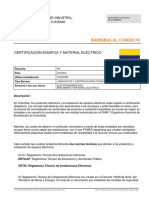 Certificacion Equipos y Material Electrico-Colombia