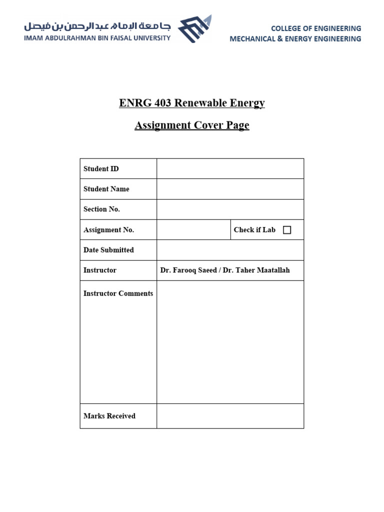 Assignment or Lab Cover Page | PDF