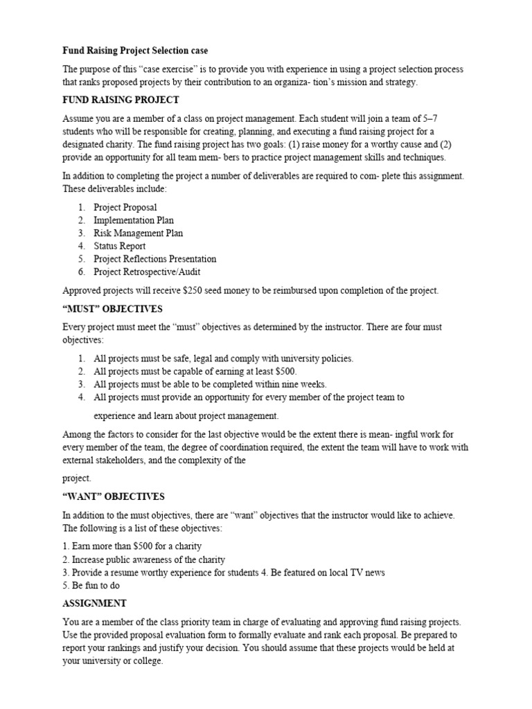 Fund Raising Project Selection Case | PDF