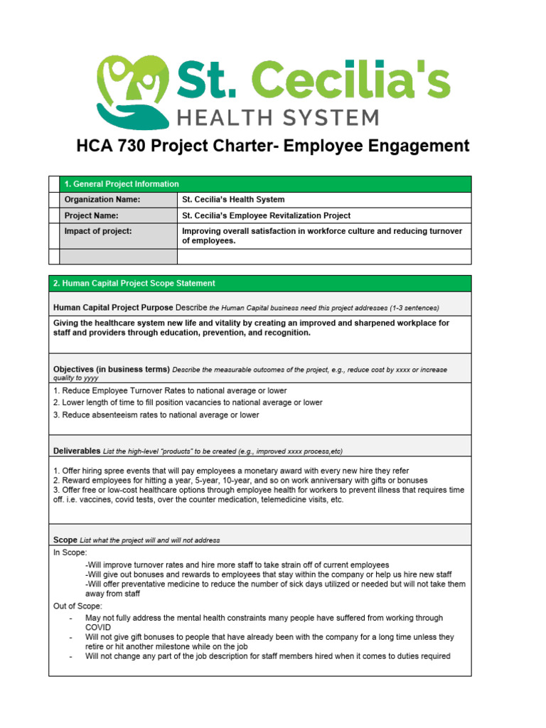 Project Charter - Employee Engagement 1 | PDF | Employment 