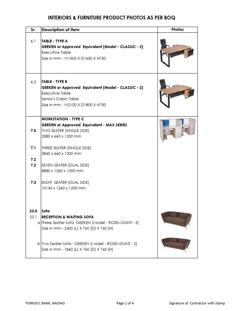 Geeken Office Furniture Specifications | PDF | Consumer Goods ...
