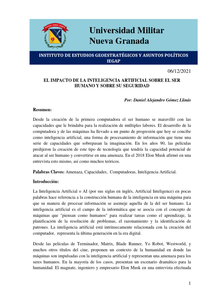 Impacto de la IA en la Seguridad Humana | PDF | Inteligencia artificial ...