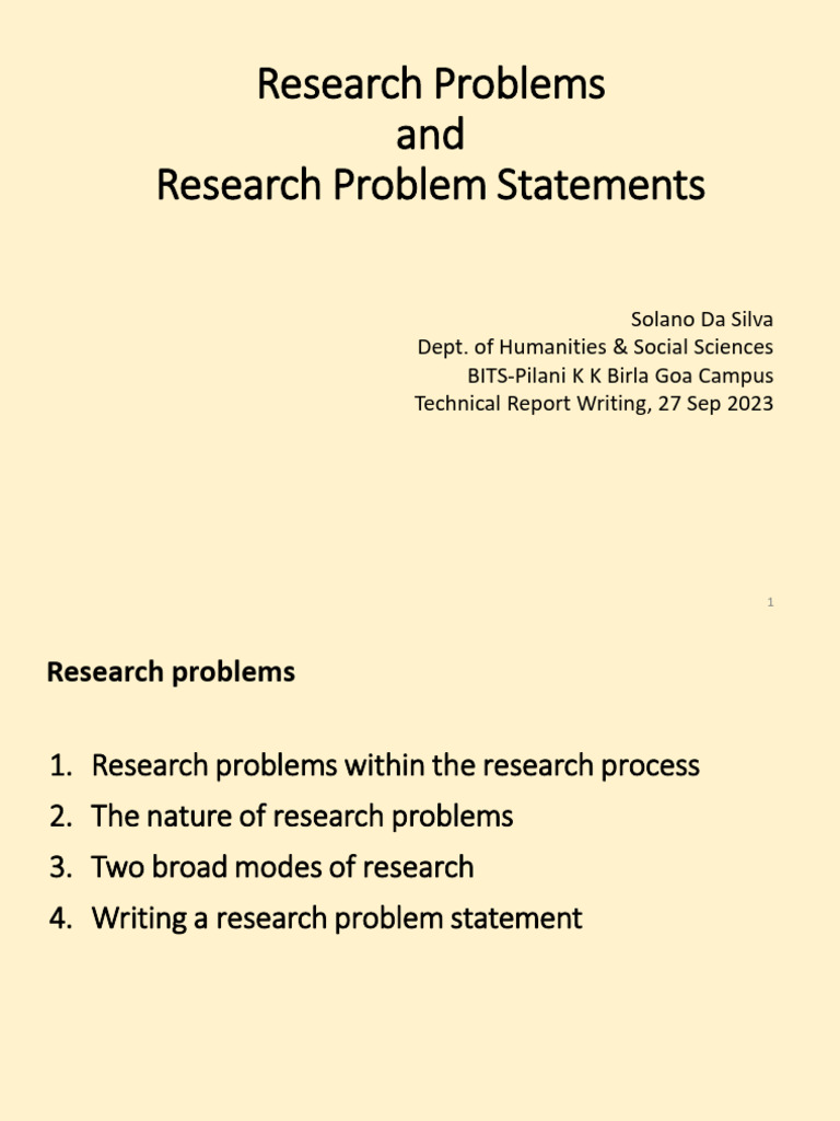 2023 09 27 Research Problem Statement | PDF