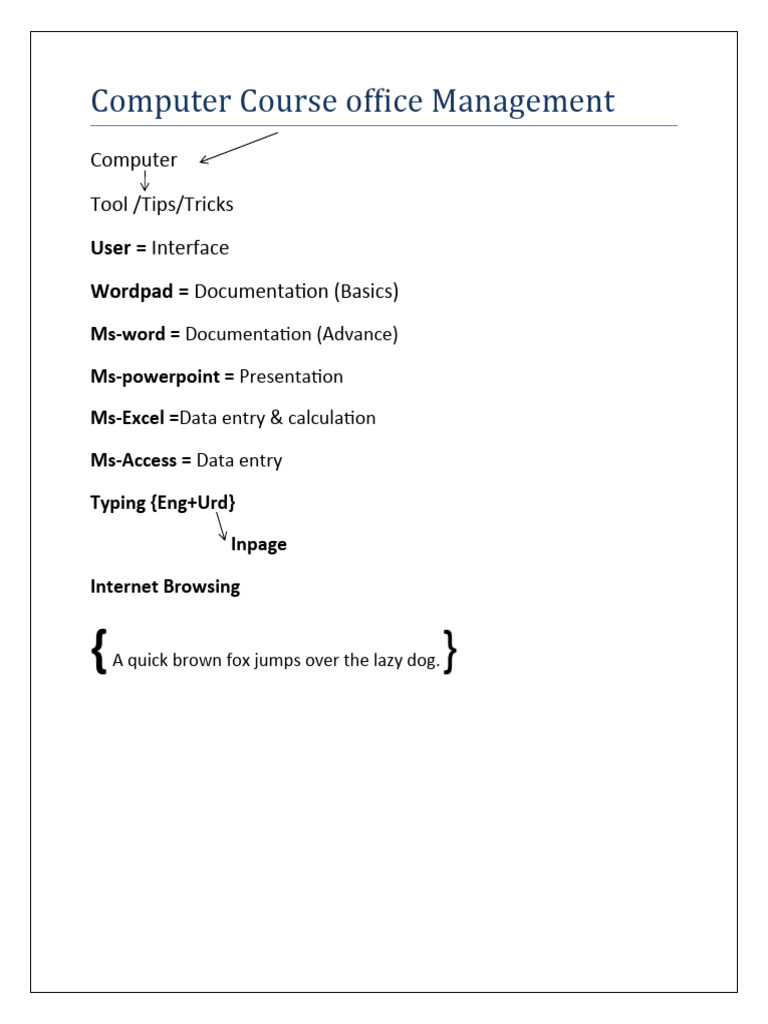 Computer course office management pdf