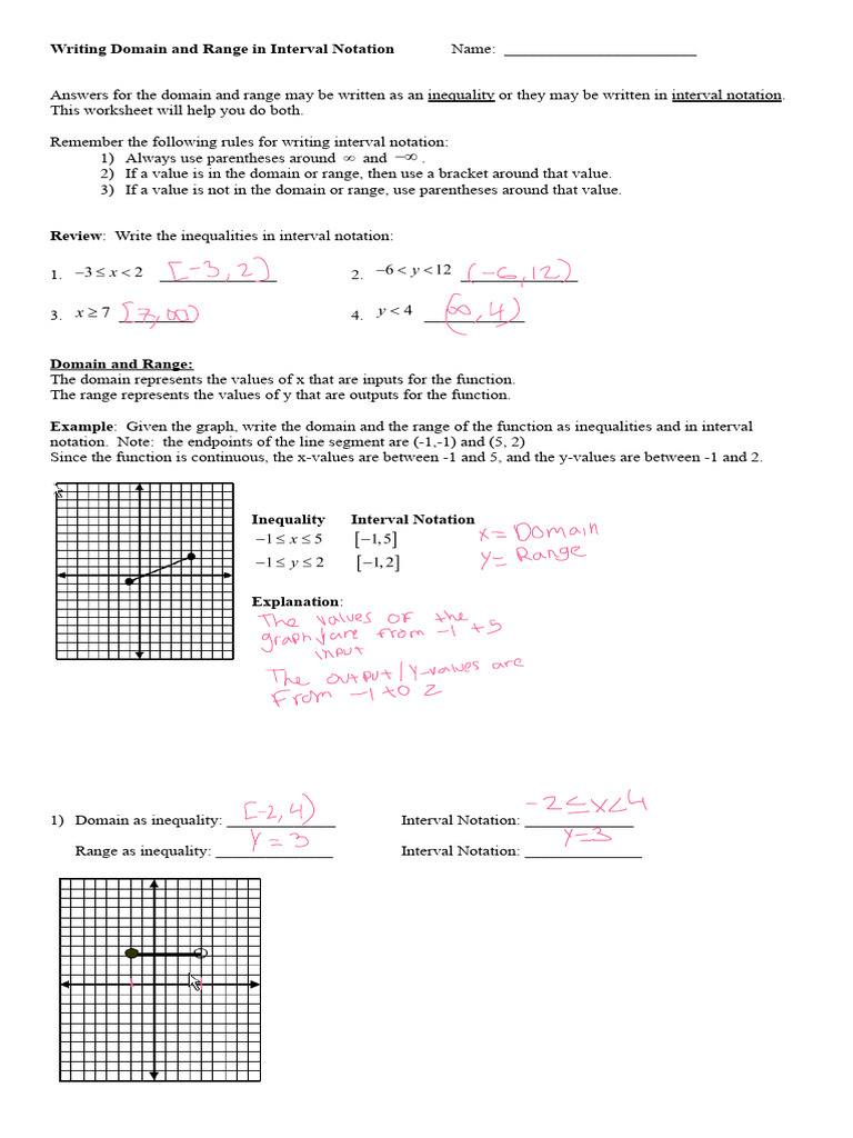 Domain and Range in Interval Notation | PDF | Function (Mathematics ...