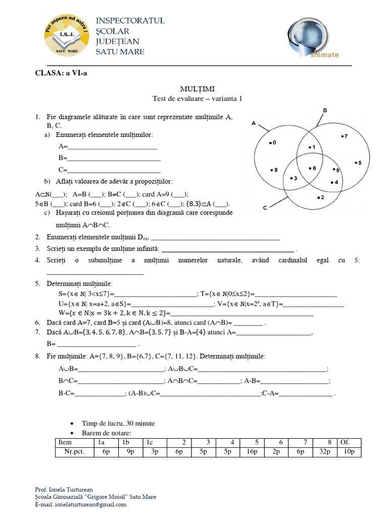 Multimi Test Sumativ | PDF