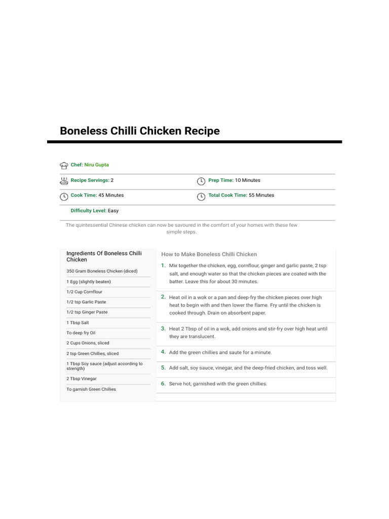 Boneless Chilli Chicken Recipe by Niru Gupta NDTV Food PDF