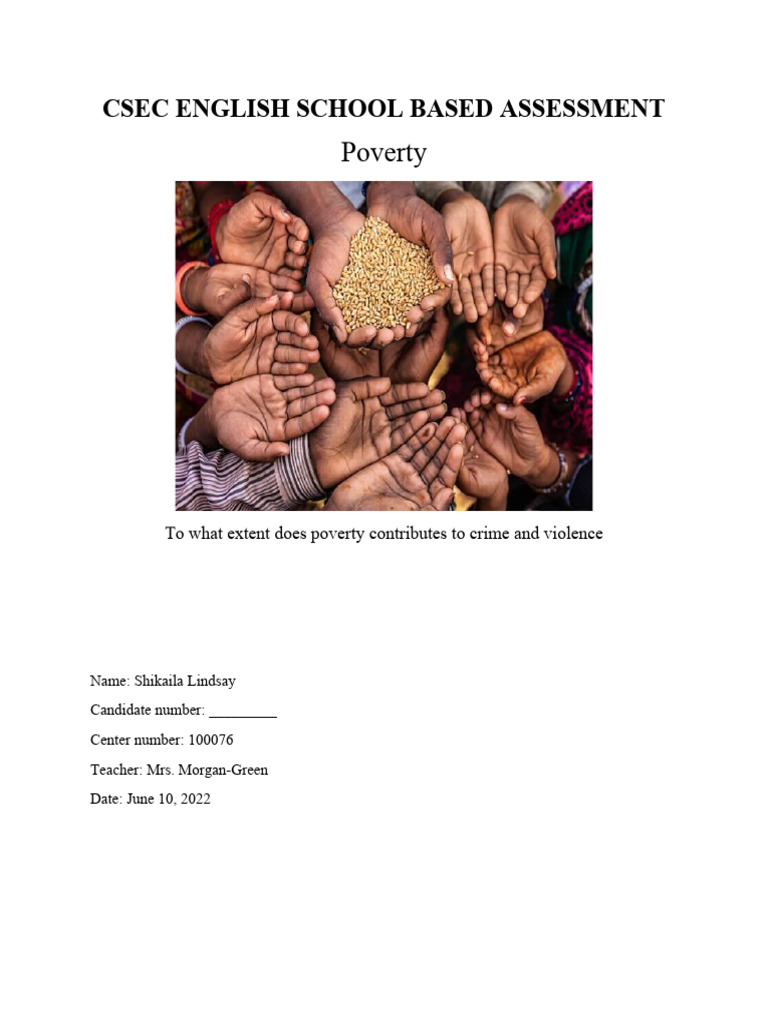 Csec English School Based Assessment Pdf Violence Poverty