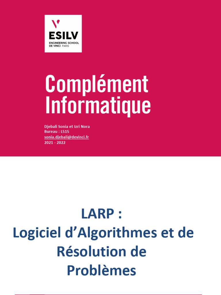 Logiciel LARP : Algorithmes et Modules | PDF | Ordinateurs