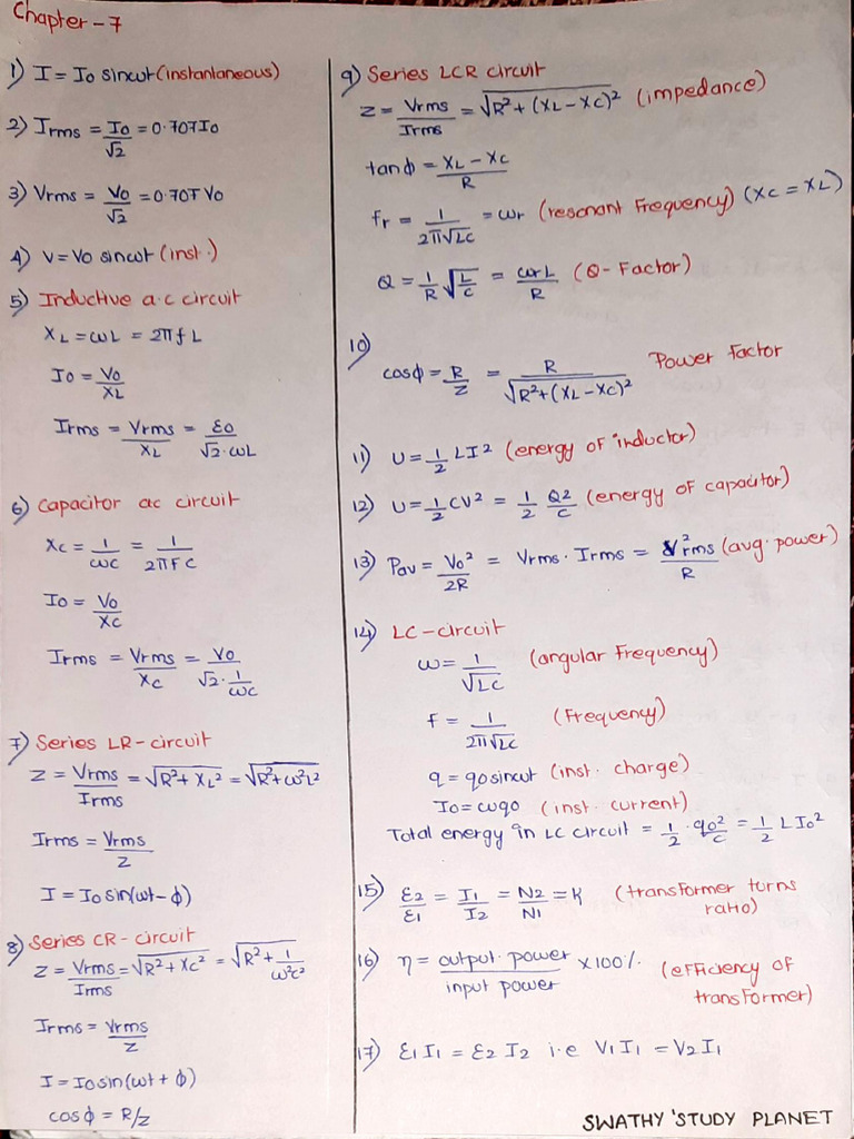 AC Formula Sheets | PDF