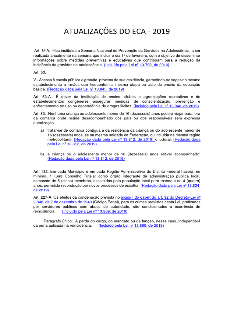 Atualizações Do Eca | PDF