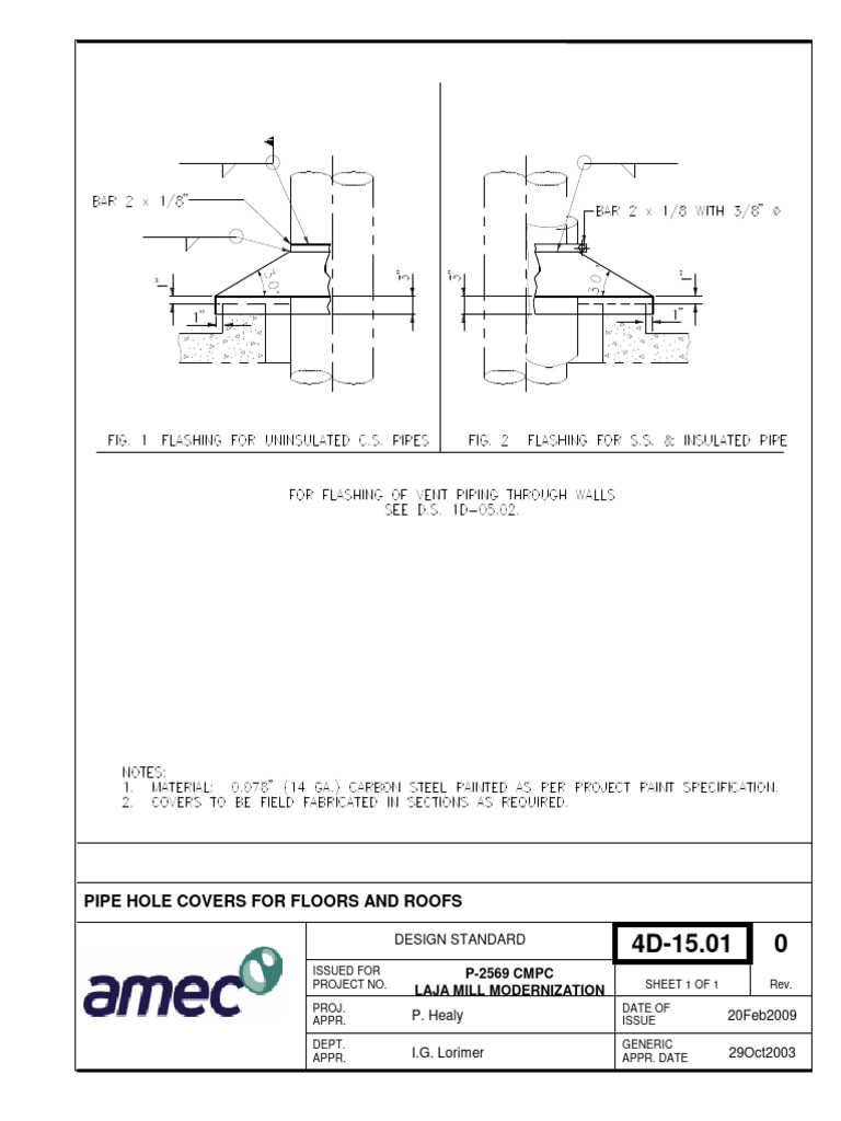 Pipe Hole Covers For Floors and Roofs Design Standard PDF