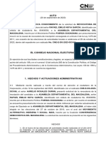 Auto Del CNE Sobre Candidatura de Rafael Noya