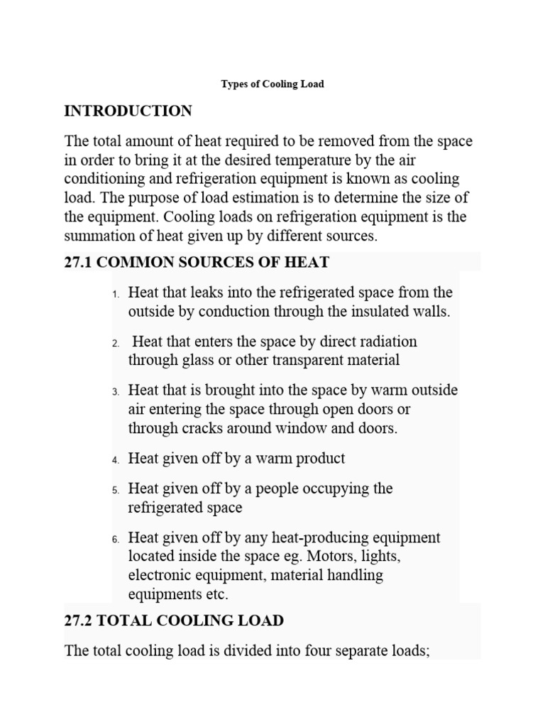 Understanding Refrigeration Load Types | PDF | Technology & Engineering