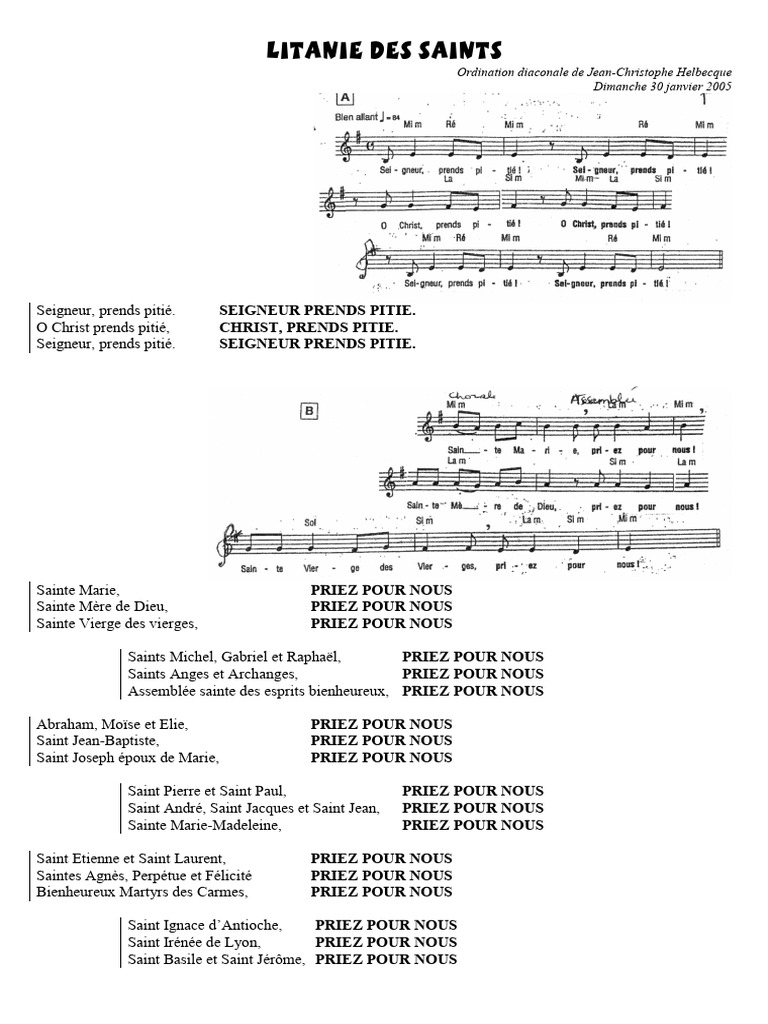 Litanie Des Saints JC Diaconale PDF