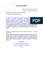 Carta de Poder para Trámites Vehiculares