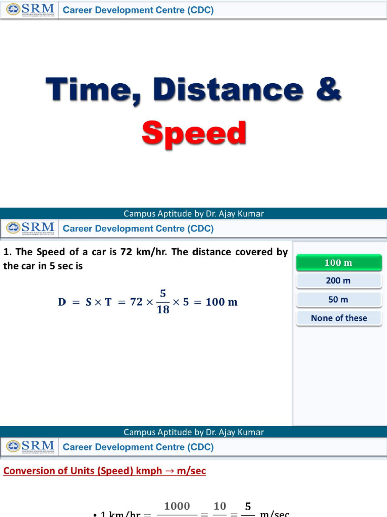 Time Distance and Speed | PDF
