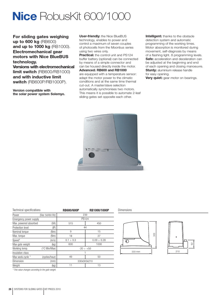 Nice Robus 600 | PDF