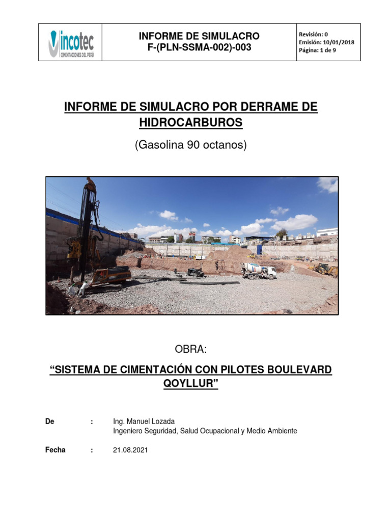 Simulacro de Derrame de Hidrocarburos | PDF | Tecnología