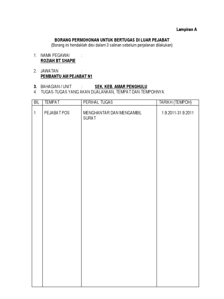 Lampiran A Tuntutan Perjalanan