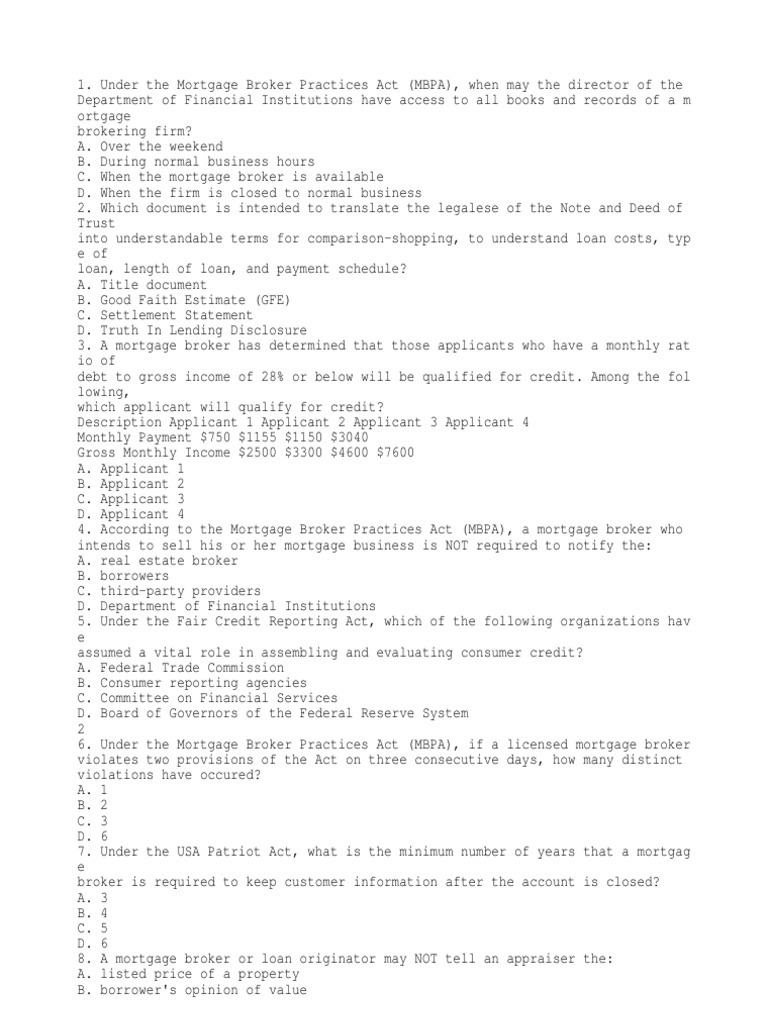 Mortgage Test 2 Mortgage Broker Loans