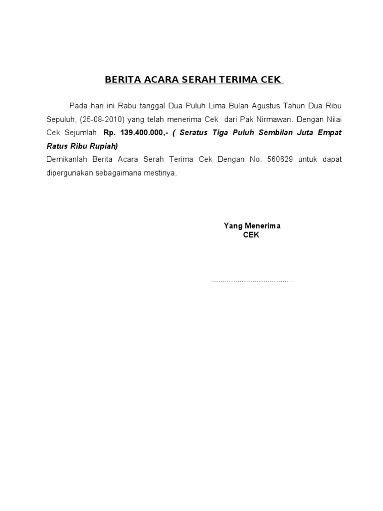 Contoh Berita Acara Serah Terima - Simak Gambar Berikut