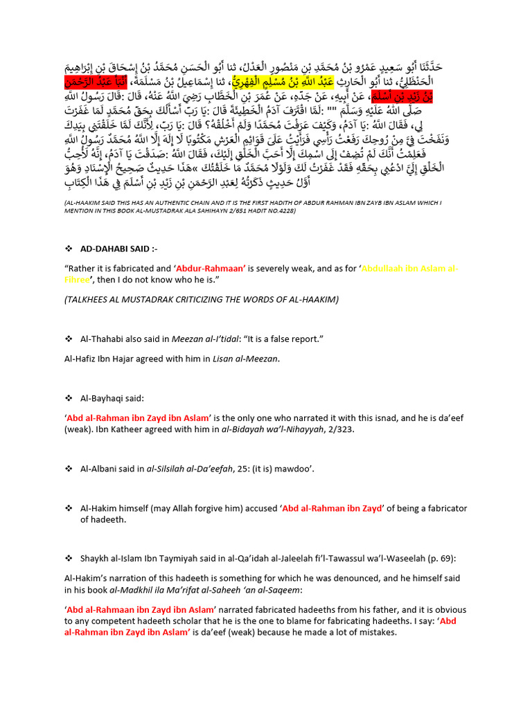 Weak Hadith Al Mustadarak PDF