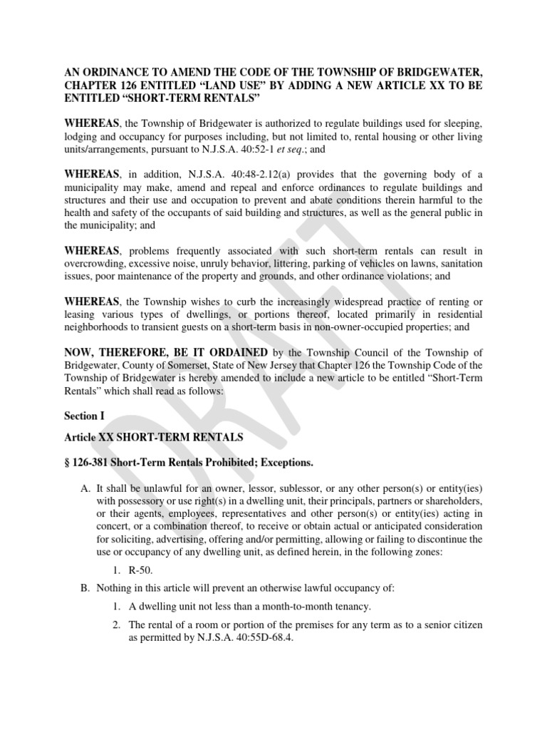 Bridgewater Township Introduced Ordinance 11a PDF