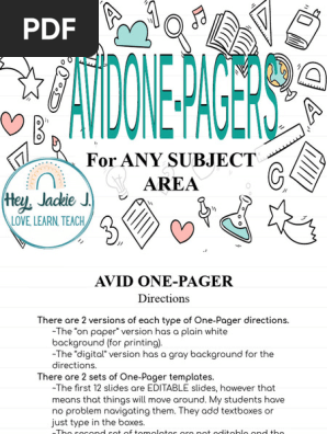 AVID One-Pager Examples 