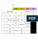 Weekly Schedule Monday To Friday in Color