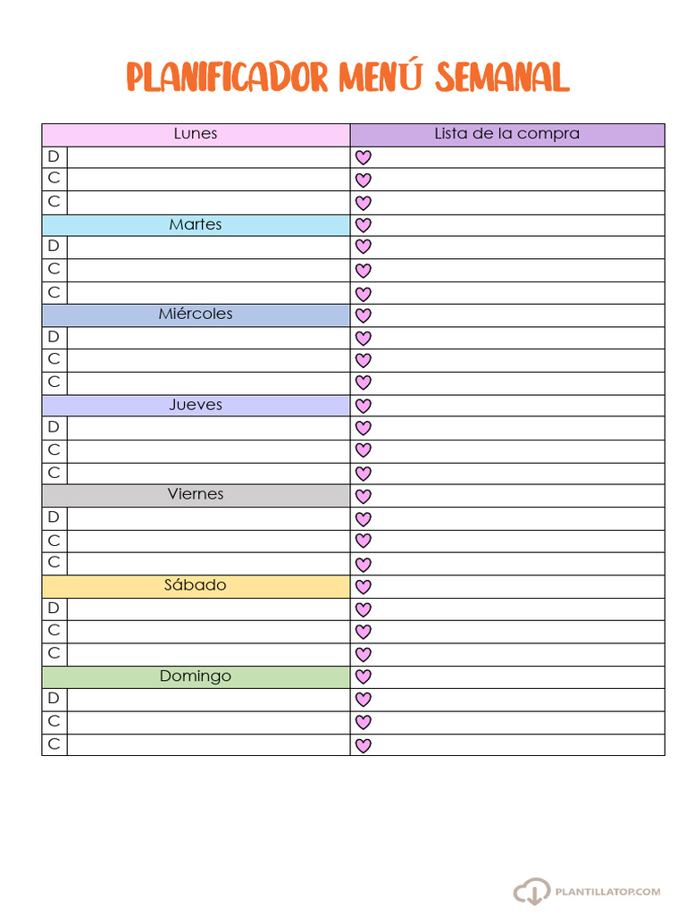 Planificador Diario Para Menu-editable (1) | PDF