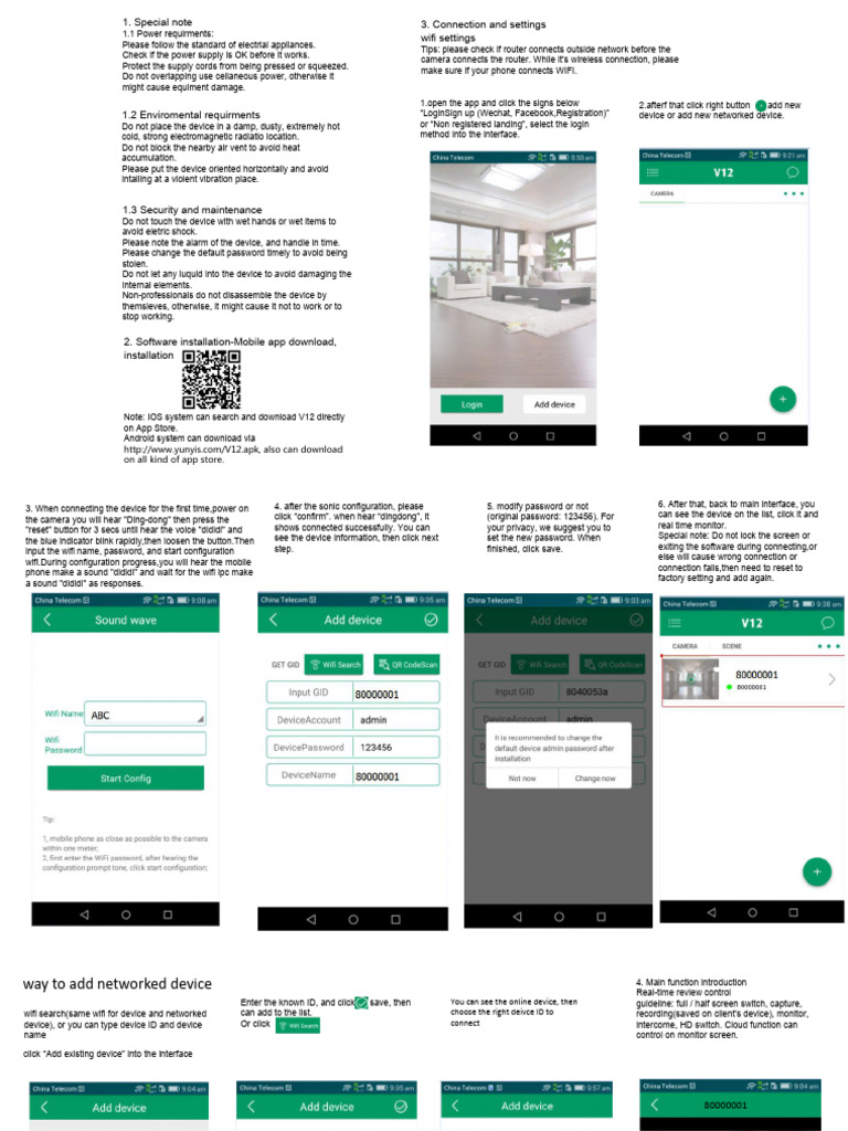 Smart Wifi IP Camera H100-Q6 Mobile Phone View APP V12 User Manual (1 ...
