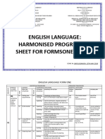 West Progression Sheets For English Language 1-5 2018-2019