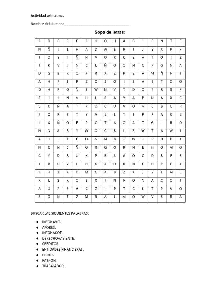Actividad asincronica sopa de letras pdf
