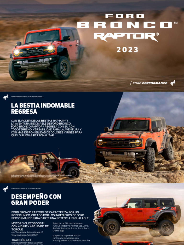 Bronco Raptor 2023 Catalogo | PDF | Coche | Industria del vehículo