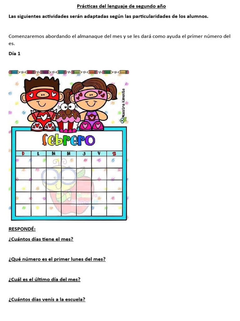 Actividades de Lenguaje para Segundo Año | PDF