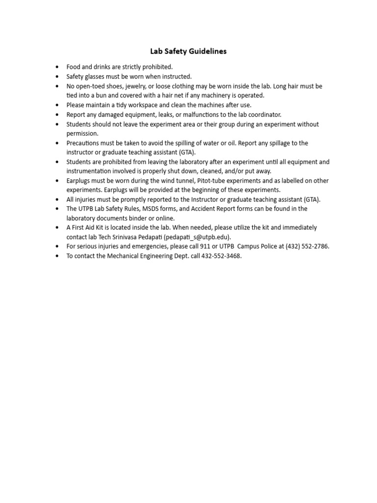 Lab Safety Guidelines PDF