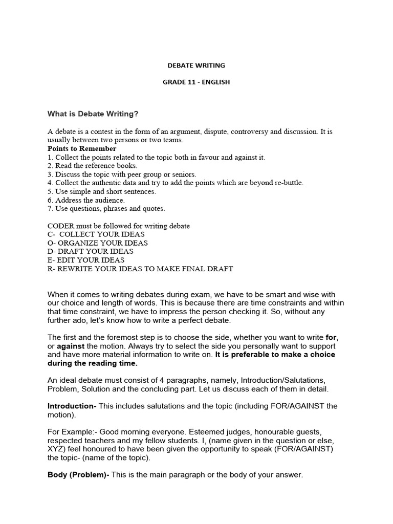 Debate Writing | PDF