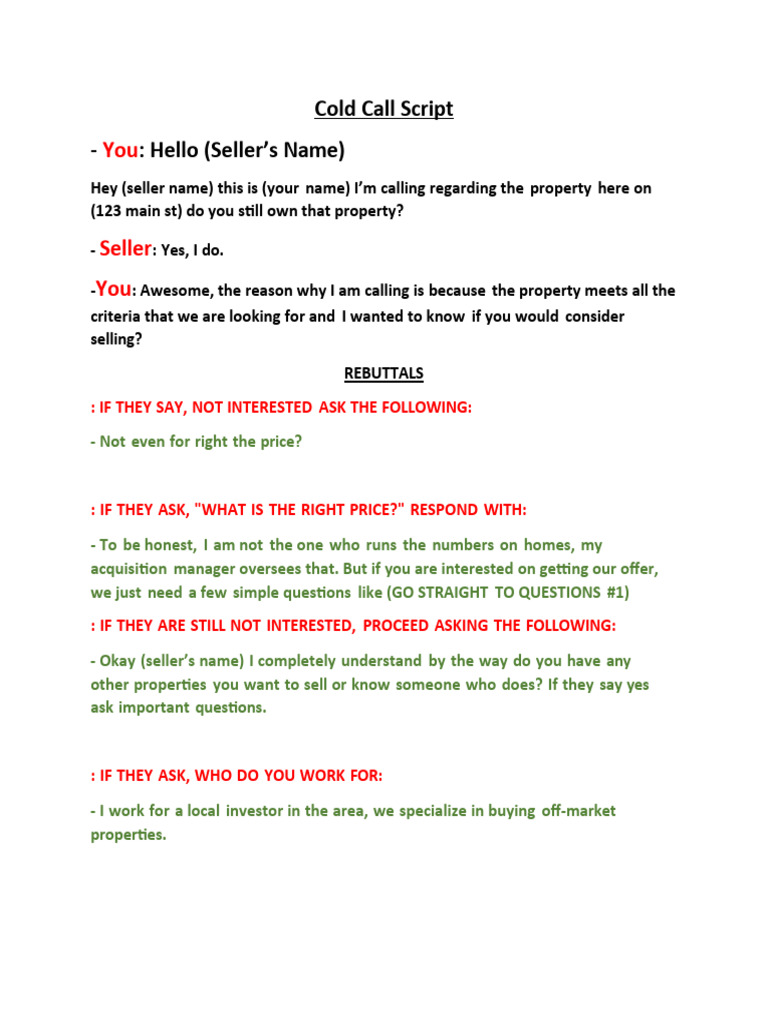 cold call script 1 | PDF