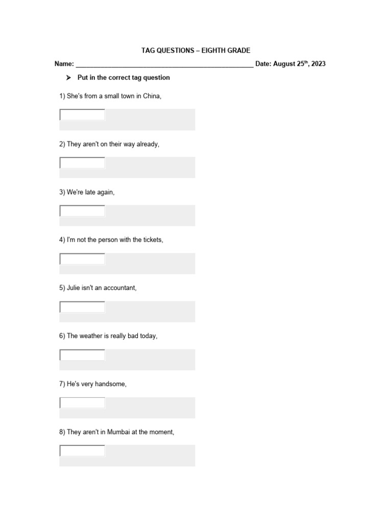 Tag Questions PDF