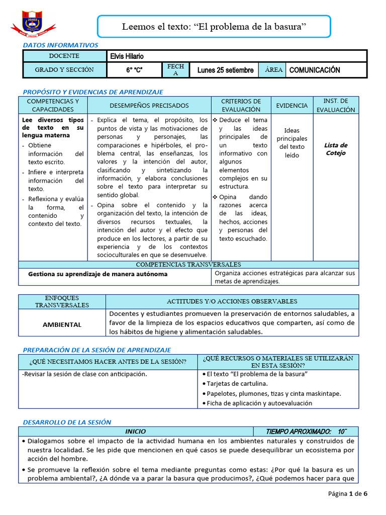 Manejo de la Basura en el Aula | PDF | Residuos | Evaluación
